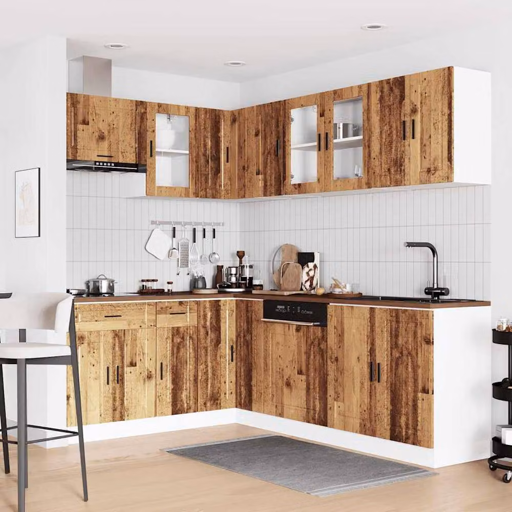 Berkfield Home Porto 11 Piece Kitchen Cabinet Set in Brown Old Wood Engineered Wood – 2