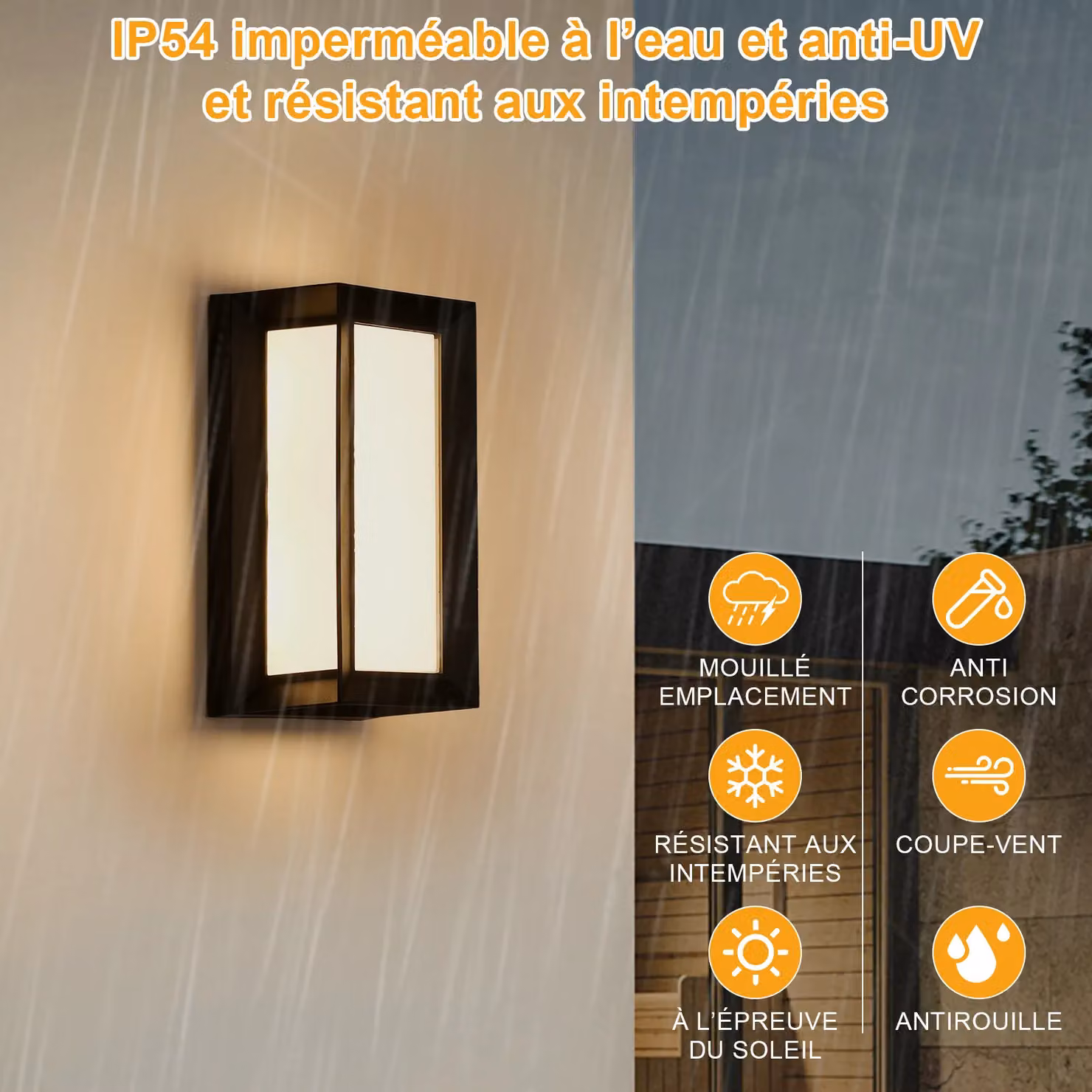 Pheashine 2 Pack Modern Rectangular LED Outdoor Wall Lights in Black, 18W Warm White – 2