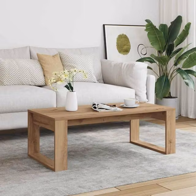 Berkfield Home Modern Artisan Oak Coffee Table in Brown, W/D/H: 102 x 50 x 35 cm – 1