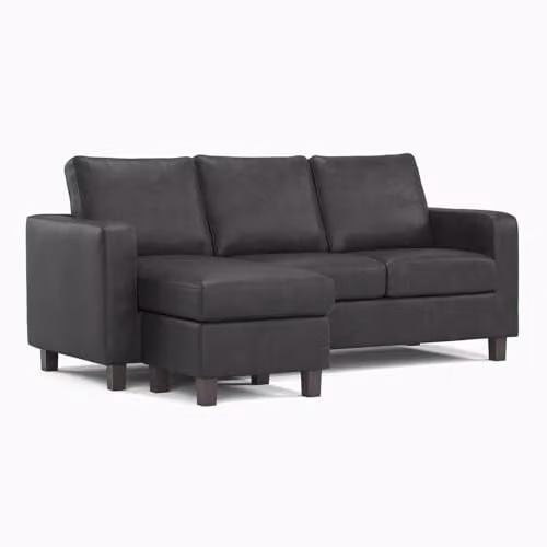 Furnishings For Less UK York 3 Seater Reversible L Shaped Corner Sofa in Black Faux Leather