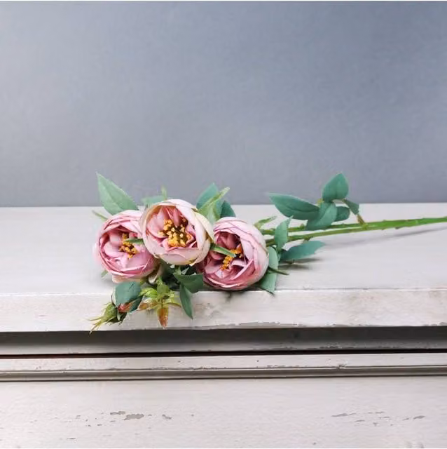 KDMD Tintagel Vintage Hedgerow Rose and Lavender Spray in Pink and Purple, 2 Pack