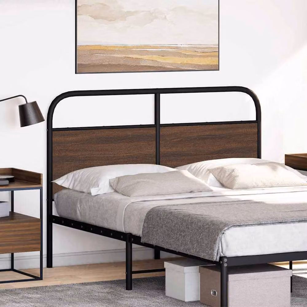 Berkfield Home Industrial Headboard in Brown Oak, W: 125 cm, H: 100 cm – 3