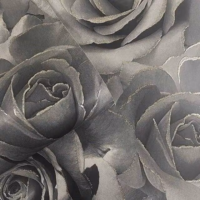 Muriva Madison Rose Glitter Floral Botanical Wallpaper in Black – 1