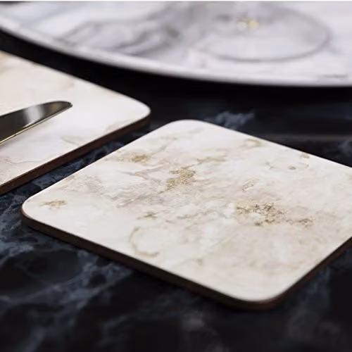 Creative Tops Grey and White Marble Print Square Coasters with Cork Back, Set of 4, W: 10.5 cm x D: 10.5 cm – 2