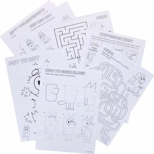 Bluey Creative Drawing and Colouring Activity Set in Blue and White