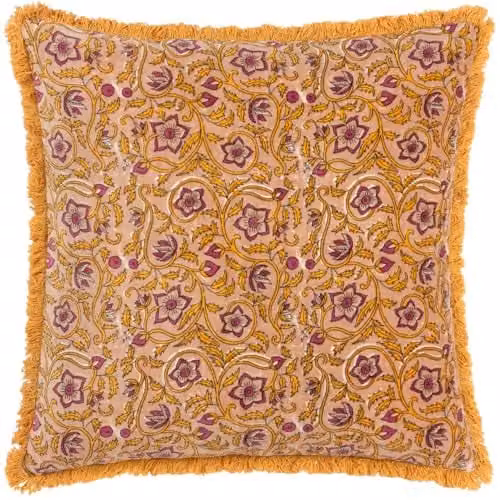 Paoletti Filagree Floral Cotton Velvet Square Cushion, Multicolour, W/D/H: 50 x 50 x 50 cm – 1