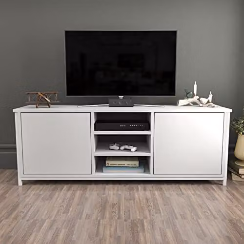 Decorotika Otis Modern TV Unit in White, W: 140 cm, D: 35 cm, H: 51 cm – 2