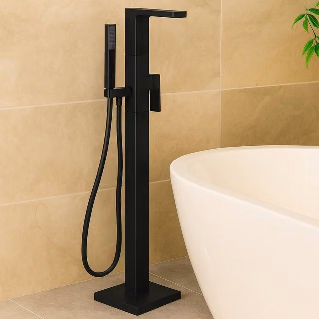 Bathroom Kingdom Matt Black Floor Standing Bath Filler Tap