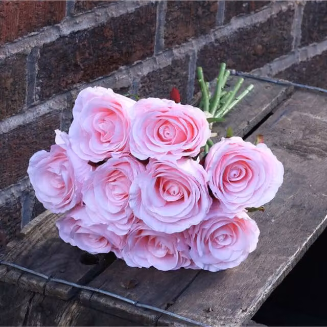 Kingsbury Gifts Artificial Silk Rose Bundle in Pink and Purple