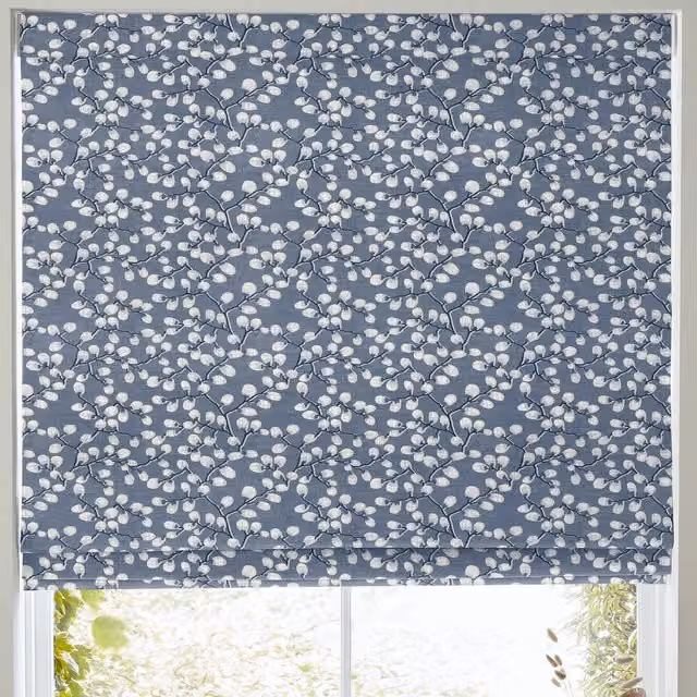 Terrys Jett Made to Measure Blackout Roman Blind in Blue Floral Danube