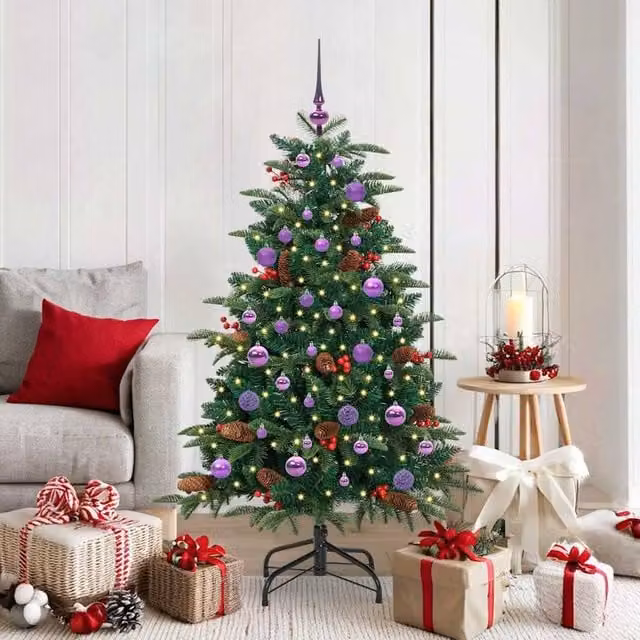 Berkfield Home Artificial Christmas Tree with 150 LEDs and Stand, Green, Height: 150 cm