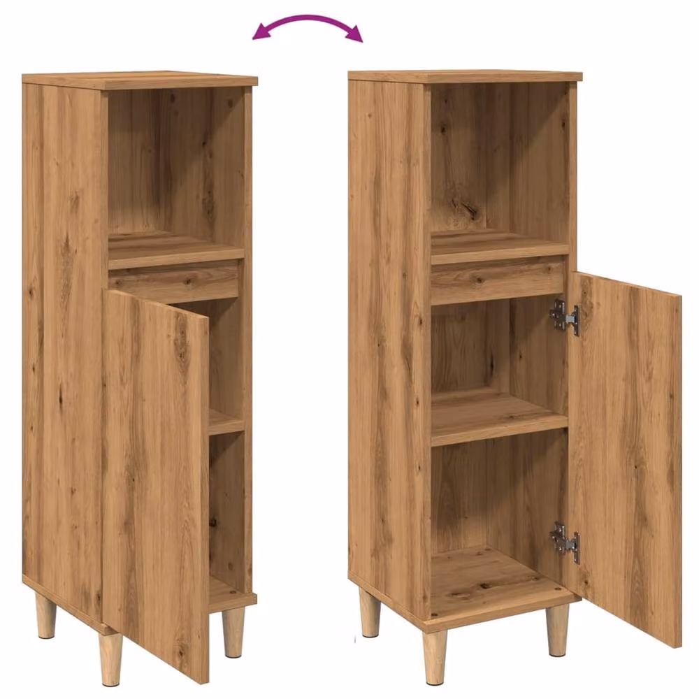 Berkfield Home Artisan Oak Bathroom Cabinet in Brown, W/D/H: 30 x 30 x 100 cm – 3