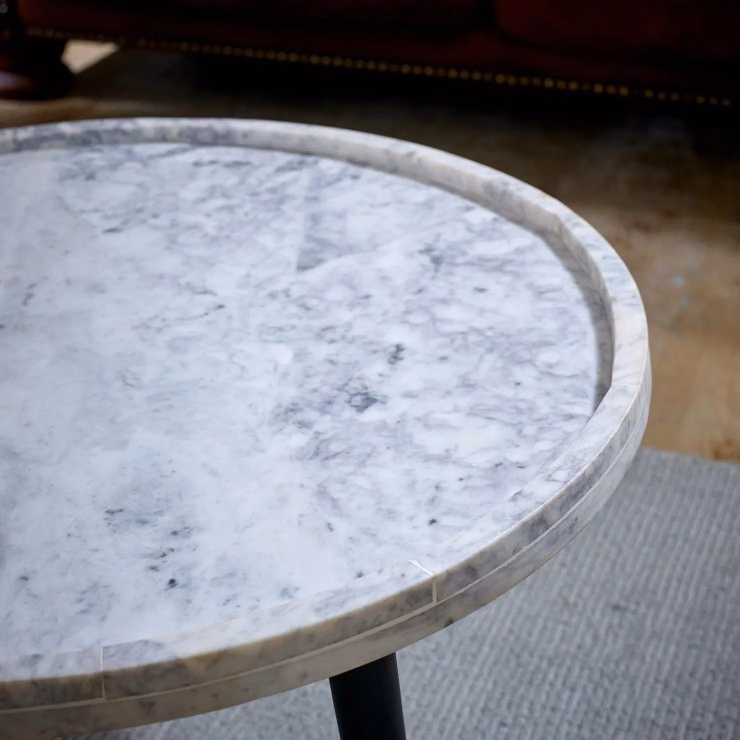 IH Design Tilden Coffee Table with Marble Top and Metal Legs in Light Grey, W: 70 cm, D: 70 cm, H: 36 cm – 3
