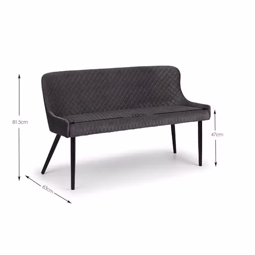 Julian Bowen Luxe Diamond Quilted Upholstered High Back Dining Bench in Grey, W143 x H81 x D62 cm – 2