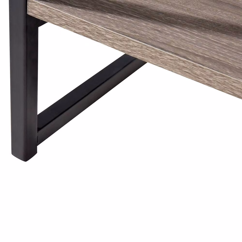 Wyld and Coco Industrial TV Stand Cabinet with 4 Open Shelves in Black and Dark Brown – 6
