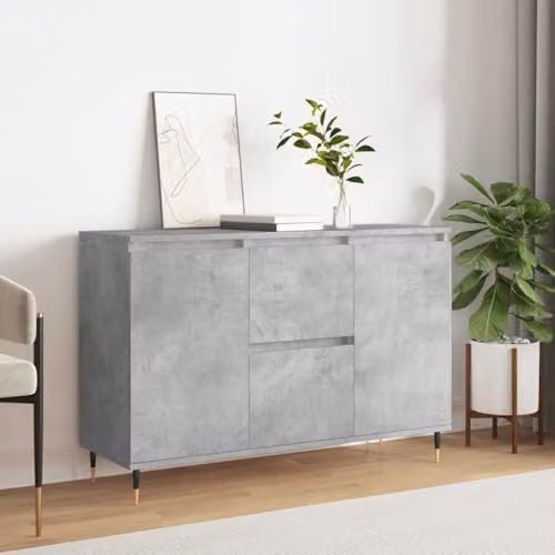 vidaXL Industrial Sideboard in Concrete Grey, W/D/H: 101.5 x 35 x 70 cm – 2