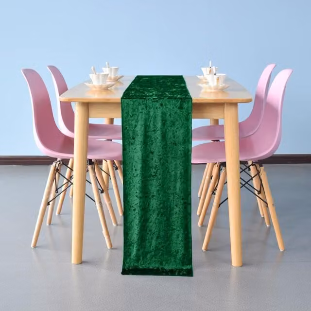 Trimming Shop Emerald Green Diamond Velvet Rectangular Table Runner