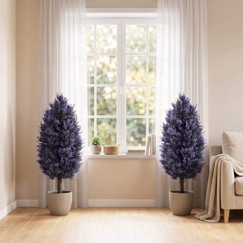 NESTLUNE Set of 2 Artificial Lavender Flowers with Stakes in Purple and Blue, Height: 100 cm, Width: 15 cm – 6