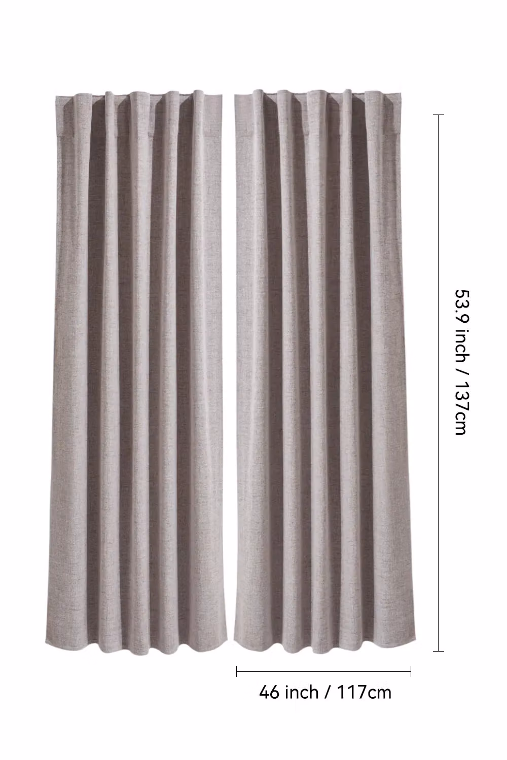 Living and Home Beige Faux Linen Blackout Curtains, 2 Panels, W: 117 cm, H: 137 cm – 3
