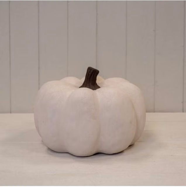 KDMD Large White Ceramic Pumpkin Tabletop Ornament