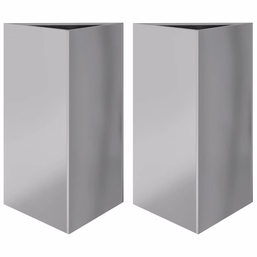Berkfield Home Garden Triangular Planters, 2 Pack, Silver Galvanised Steel, W: 50 cm, D: 43 cm, H: 75 cm – 2