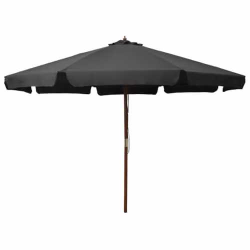 vidaXL Garden Parasol with Wooden Pole and Polyester Canopy, Anthracite, Diameter: 330 cm