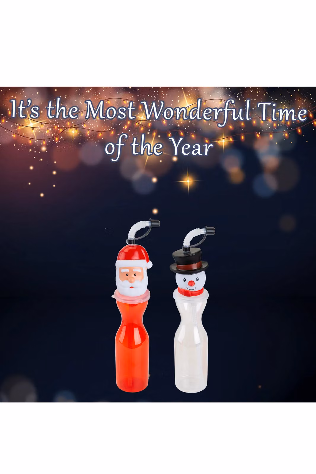 VFM e-Store Christmas Bottle Santa and Snowman Character Tabletop Ornament, Multicolour, H 25 cm x W 6.5 cm – 2
