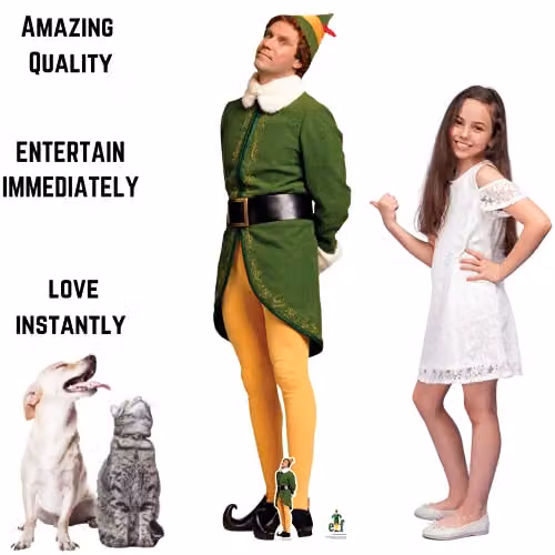 Star Cutouts SC1696 Buddy Elf Waiting For Christmas Lifesize Cardboard Cutout Multicolour Festive Party Decoration – 3