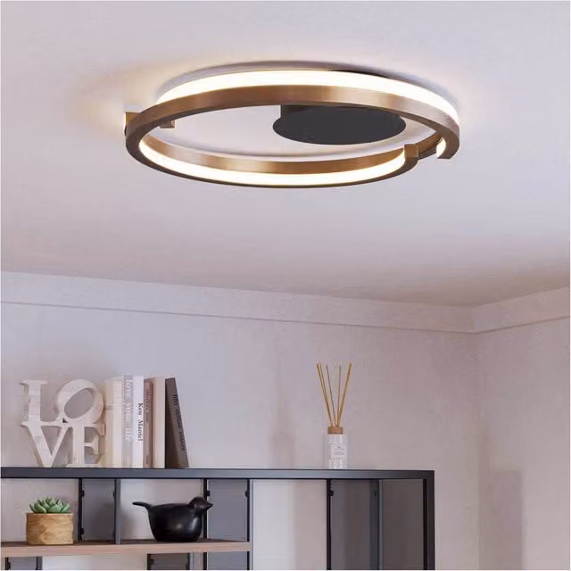 Loops Modern Bronze and Black LED Ring Ceiling Light