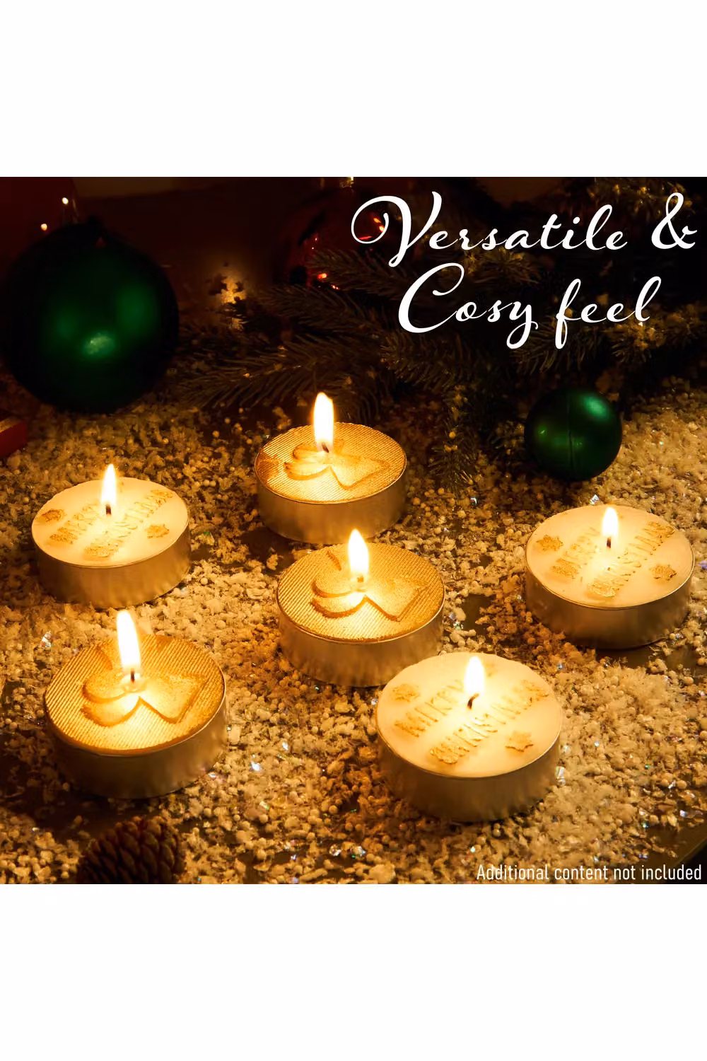 Deco Express Unscented Christmas Tealight Candle Set, 6 Pack, White and Gold – 9