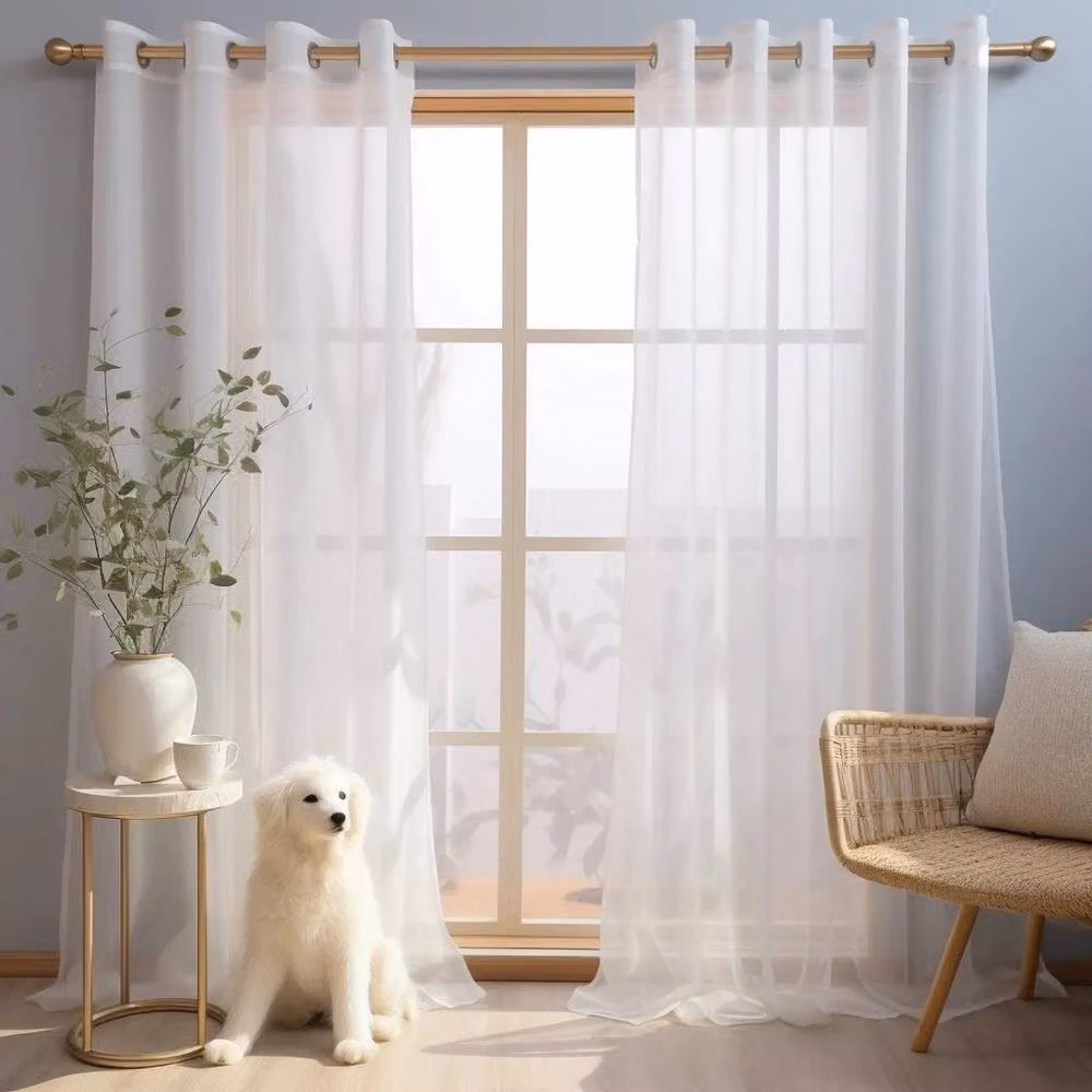 PAWNORA White Net Voile Sheer Eyelet Curtain, Height: 226 cm – 2