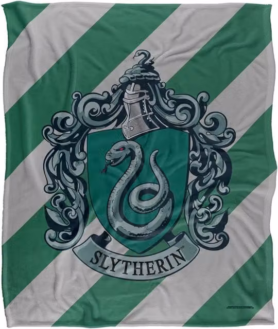 Warner Brothers Harry Potter Slytherin Crest Fleece Blanket, White, W/D: 152 x 127 cm – 1