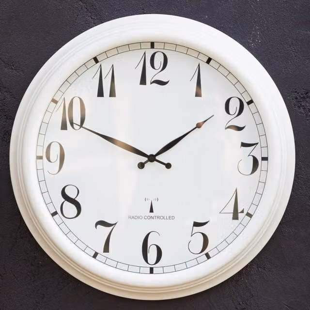 Primrose Outdoor Radio Controlled Wall Clock in White