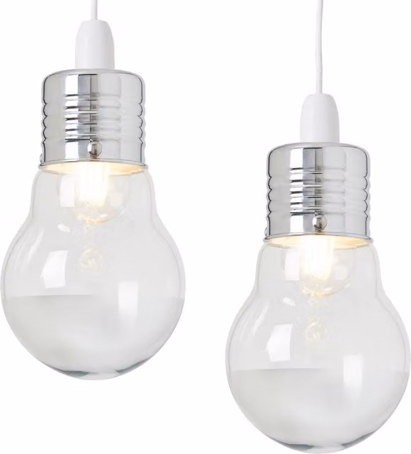 Litecraft 2 Pack of Oversized Bulb Style Glass Lamp Shades in Chrome and Transparent Sphere Design