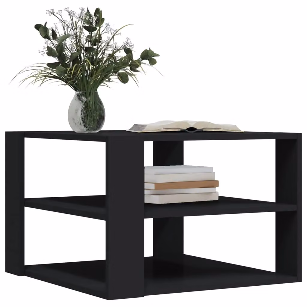 Berkfield Home Black Modern Square Coffee Table in Engineered Wood, W/D/H: 59.5 x 59.5 x 40 cm – 3