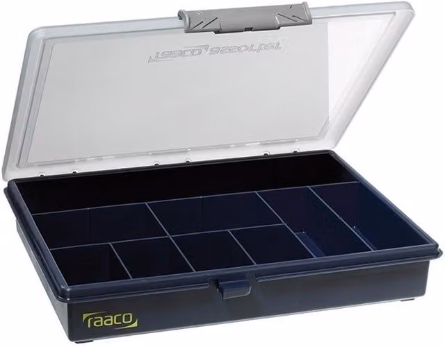 Raaco A5 Profi Service Case Assorter with 9 Fixed Compartments in Blue and Multicolour Plastic