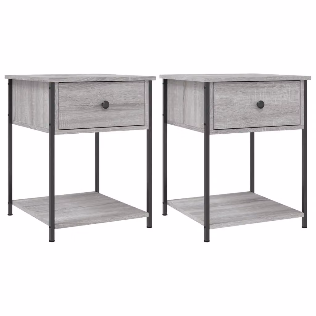 Berkfield Home Set of 2 Grey Sonoma Bedside Tables, W/D/H: 44 x 45 x 58 cm – 2