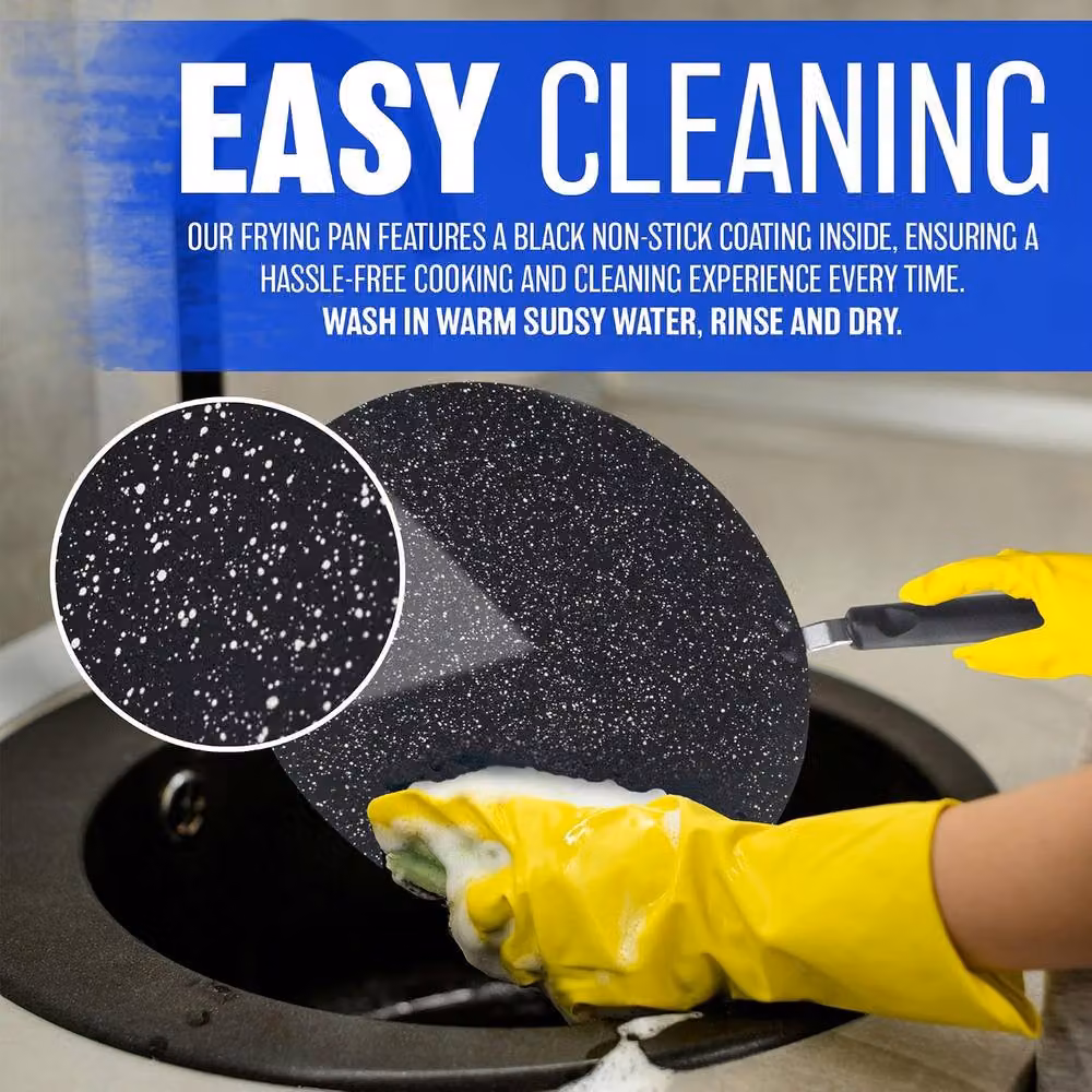 BARGAINS-GALORE Non Stick Marble Interior Pancake Fry Pan with Reinforced Handle, Black, Diameter: 30 cm – 5