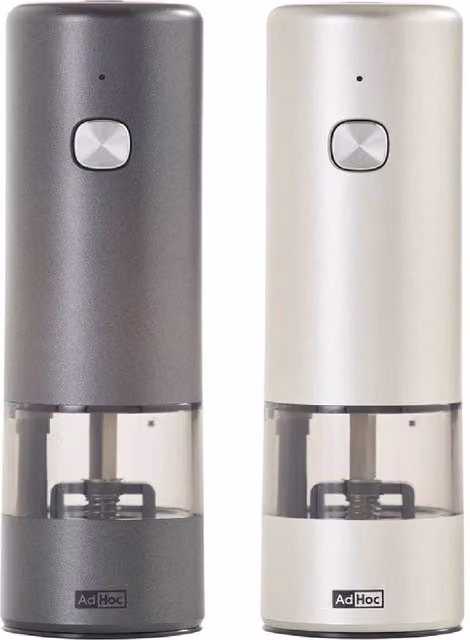 AdHoc Electric Pepper and Salt Mill Set in Grey and Transparent Stainless Steel – 1