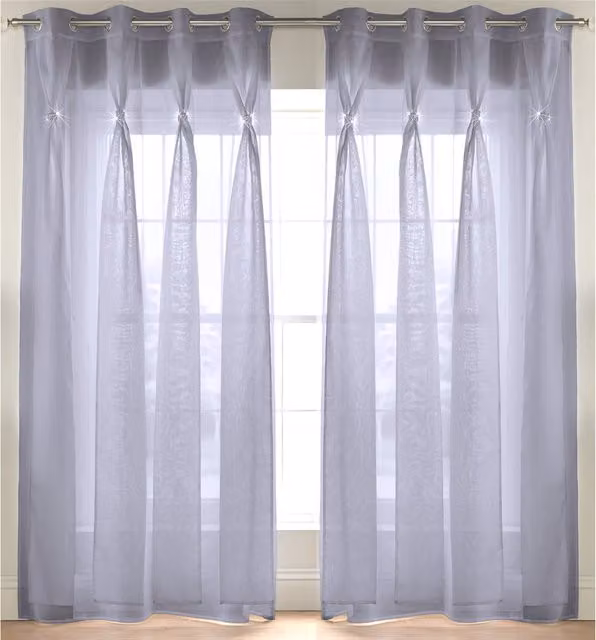 Livinluxury Silver Plain Transparent Voile Curtain Pair, Height: 229 cm