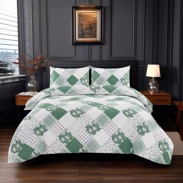 Home Sweet Home UK Fernleigh Floral Design Polycotton Duvet Cover and Pillowcase Set in Green, W/D/H: 220 x 220 x 220 cm – 1