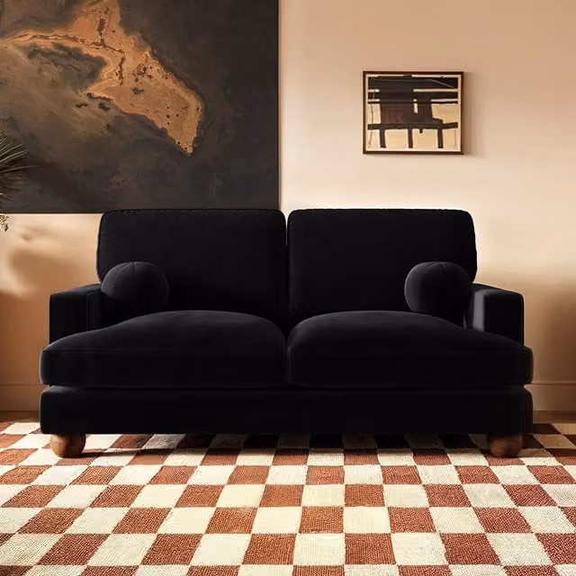 SolaceCo Addison 2 Seater Velvet Sofa in Black