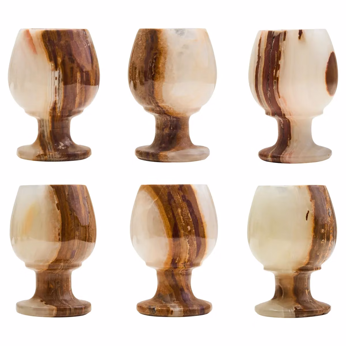Orsina Marmore Set of Six Onyx Shot or Liqueur Glasses, Multicolour – 4