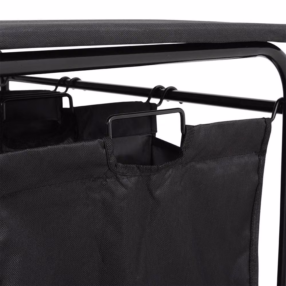 Garden Sanctuary Triple Bag Rolling Laundry Sorter with Lift-up Ironing Board in Black – 6