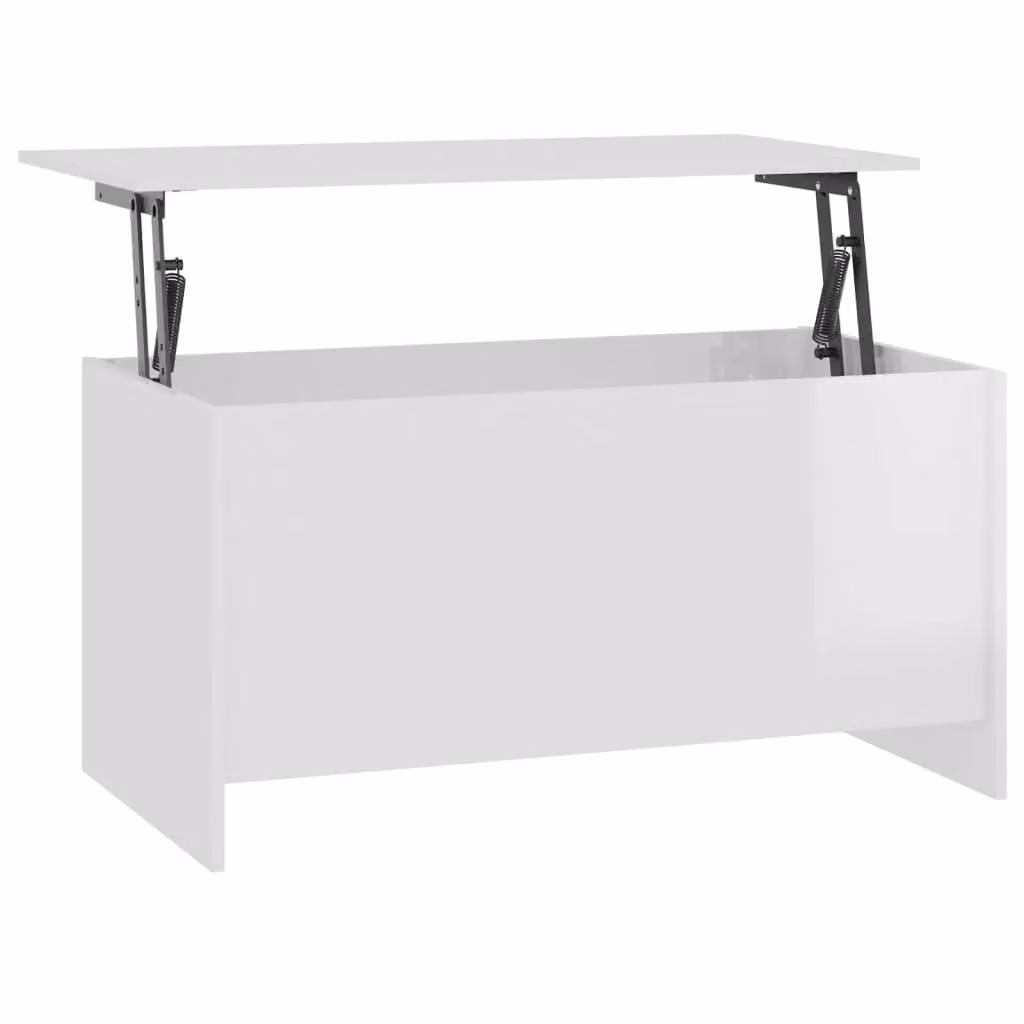 Berkfield Home Modern High Gloss White Coffee Table with Lift Mechanism, W: 102 cm, D: 55.5 cm, H: 52.5 cm – 2