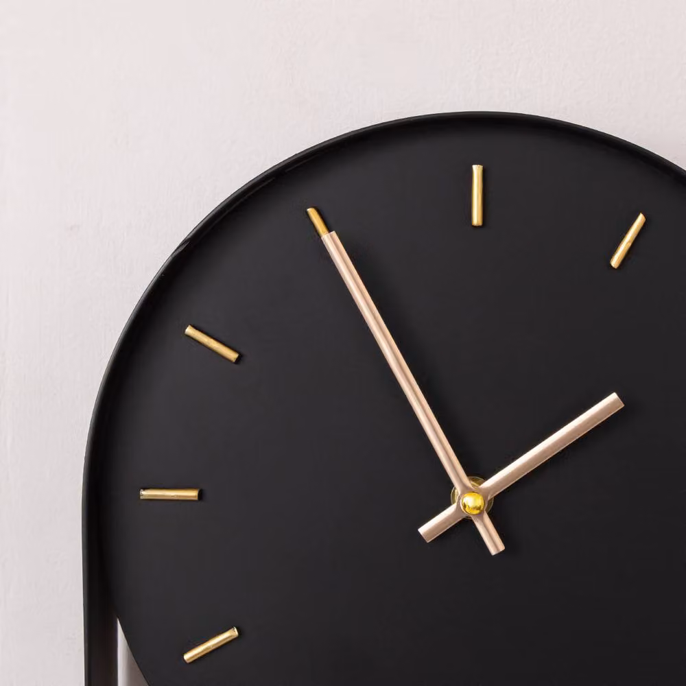 Melody Maison Black and Gold Pendulum Metal Analogue Oval Wall Clock, W: 20 cm, H: 55 cm – 2