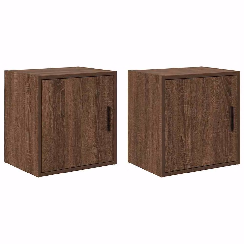 Berkfield Home Wall Mounted Garage Cabinets in Brown Oak, 2 Piece Set – 2