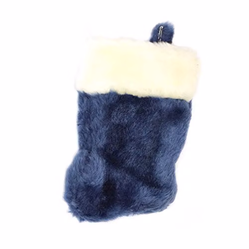 Shatchi Deluxe Velvet Christmas Santa Stocking with Fur in Blue and Multicolour – 2