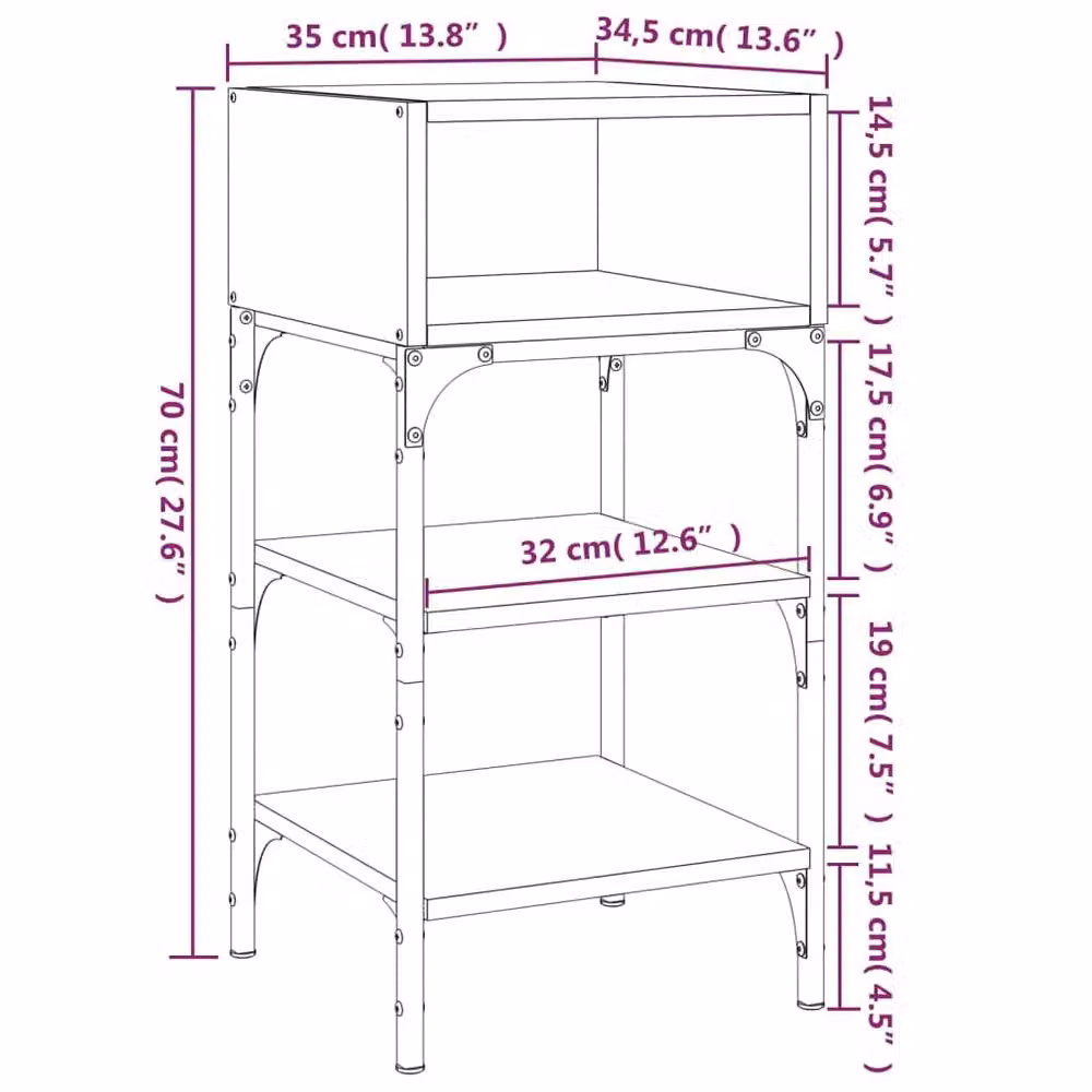 Berkfield Home Elegant Bedside Tables, 2 Piece Set in Smoked Oak Brown, W/D/H: 35 x 34.5 x 70 cm – 5