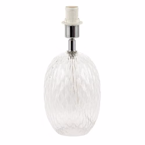 Happy Homewares Transparent Glass Table Lamp with Chrome Details, H 26.0 cm x W 11.0 cm x D 11.0 cm – 1